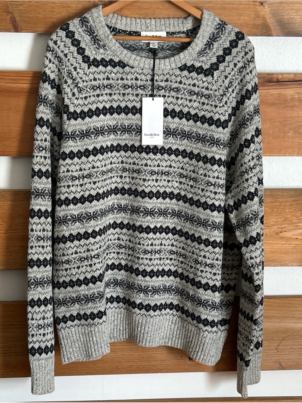 NWT Goodfellow & Co. Men's Crewneck Sweater Gravel Gray Cozy Grandpacore Size XL